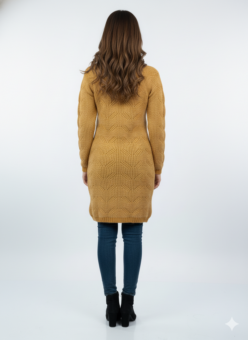 Moda Elementi Textured Long Knit Cardigan