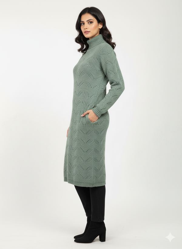 Moda Elementi Textured Long Knit Cardigan