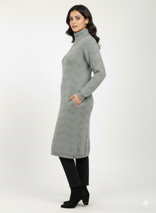 Moda Elementi Textured Long Knit Cardigan