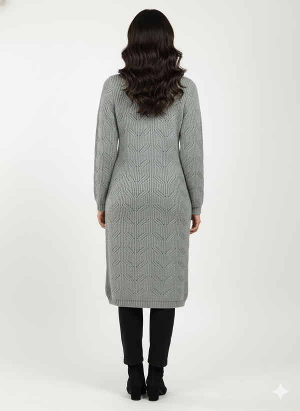 Moda Elementi Textured Long Knit Cardigan