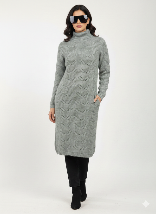 Moda Elementi Textured Long Knit Cardigan