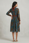 Vintage Bloom Bow-Tie Midi Dress