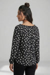 Women Polka Dot Smocked Neck Top