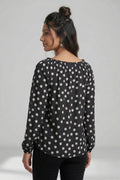 Women Polka Dot Smocked Neck Top