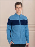 Colourblocked Turtle Neck Long Sleeves Woollen Cardigan Sweater