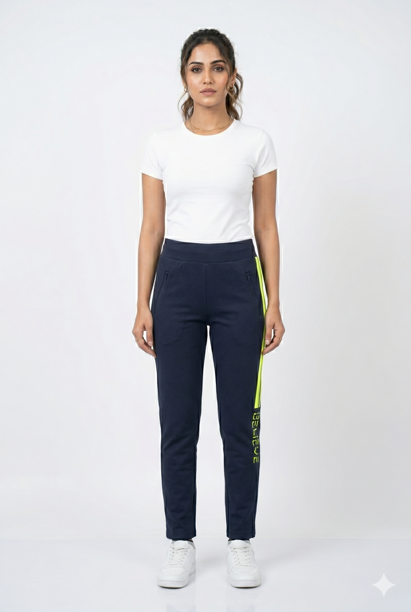 Women's Navy Blue Athleisure Track Pants