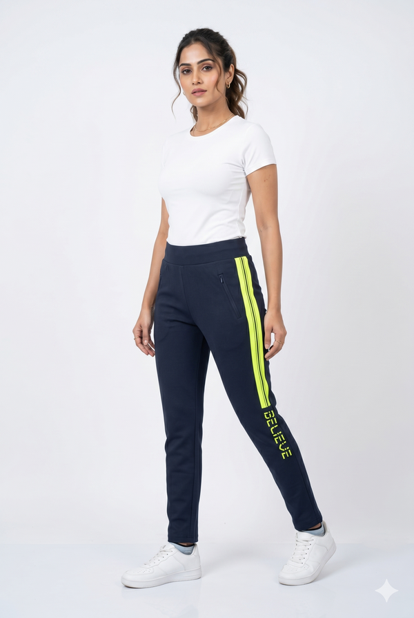 Women's Navy Blue Athleisure Track Pants
