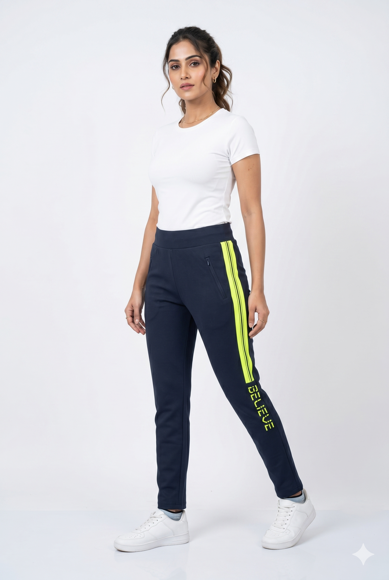 Women's Navy Blue Athleisure Track Pants