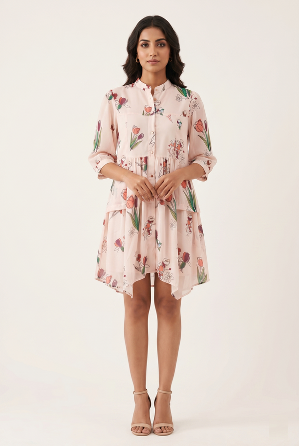 Blush Bloom Handkerchief Dress