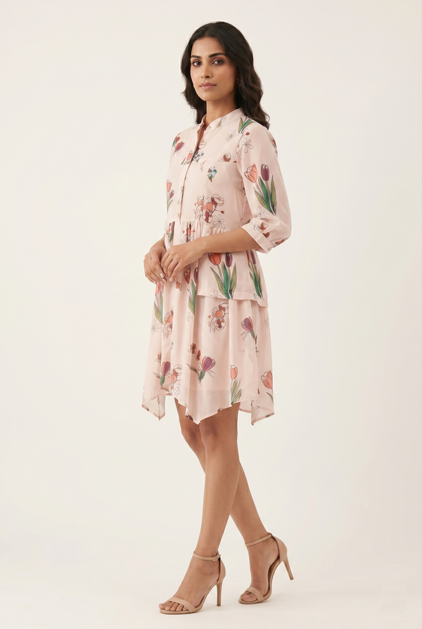 Blush Bloom Handkerchief Dress