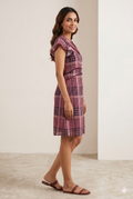 Women's Checked Layered Ruffle Dress