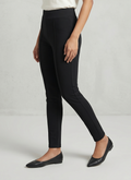 Women's Black Slim Fit Ponte Pants with High Waist