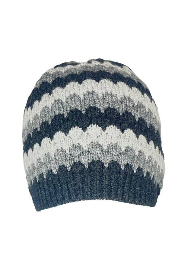 Moda Elementi Knitted Zigzag Beanie - Charcoal Multi-Tone