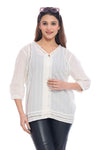 Moda Elementi Women’s White 3/4 Sleeve Long Top