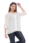 Moda Elementi Women’s White 3/4 Sleeve Long Top