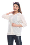 Moda Elementi Women’s White 3/4 Sleeve Long Top