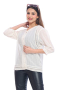Moda Elementi Women’s White 3/4 Sleeve Long Top