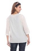 Moda Elementi Women’s White 3/4 Sleeve Long Top