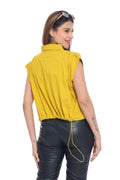 Moda Elementi Mustard Yellow Crop Shirt for Women