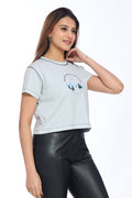 Women's Light Grey "Adventure Awaits" Crop T-Shirt