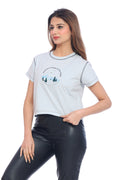 Women's Light Grey "Adventure Awaits" Crop T-Shirt