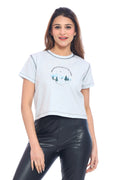 Women's Light Grey "Adventure Awaits" Crop T-Shirt
