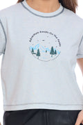 Women's Light Grey "Adventure Awaits" Crop T-Shirt