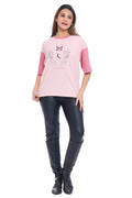 Women's Pink Graphic Printed T-Shirt