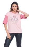 Women's Pink Graphic Printed T-Shirt