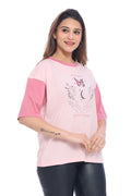 Women's Pink Graphic Printed T-Shirt