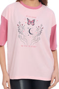 Women's Pink Graphic Printed T-Shirt