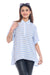 Women's Light Blue and White Striped High-Low Shirt Top