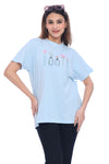 Moda ElementiWomen's Sky Blue Comfort Fit T-Shirt