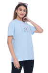 Moda ElementiWomen's Sky Blue Comfort Fit T-Shirt