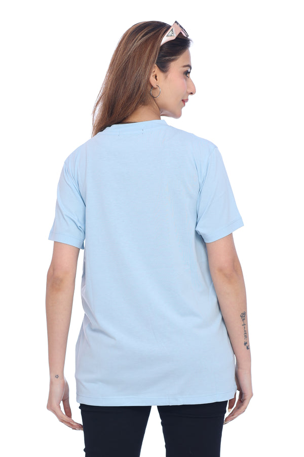 Moda ElementiWomen's Sky Blue Comfort Fit T-Shirt