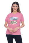 Women's Pink "Positive Mind" Graphic T-Shirt