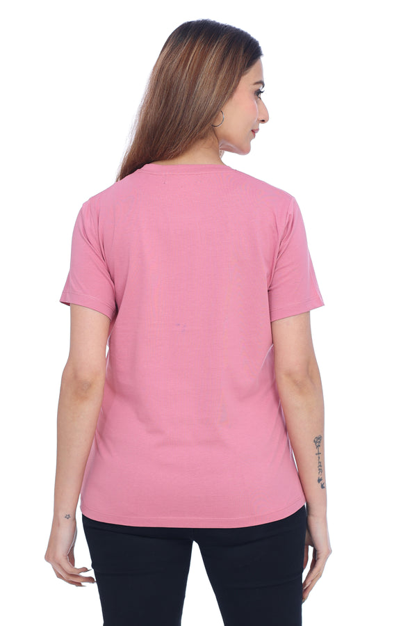 Women's Pink "Positive Mind" Graphic T-Shirt