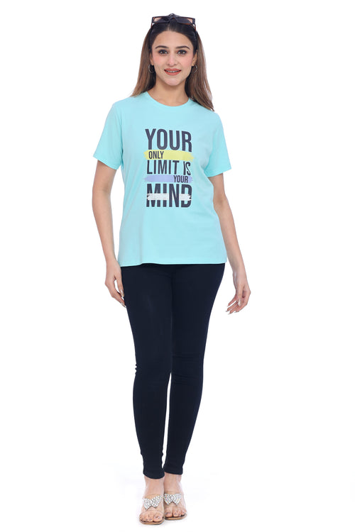 Women's Mint Green Graphic Print Cotton T-Shirt