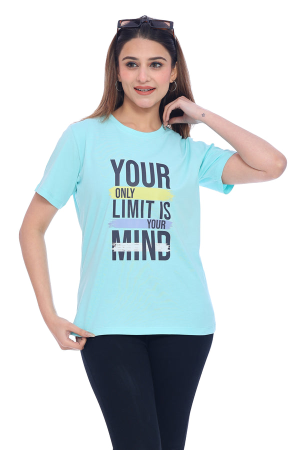 Women's Mint Green Graphic Print Cotton T-Shirt