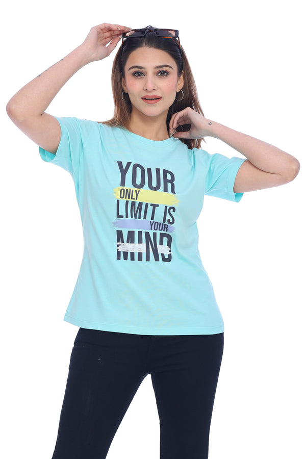 Women's Mint Green Graphic Print Cotton T-Shirt