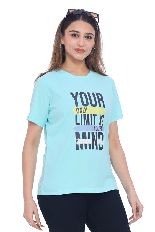 Women's Mint Green Graphic Print Cotton T-Shirt