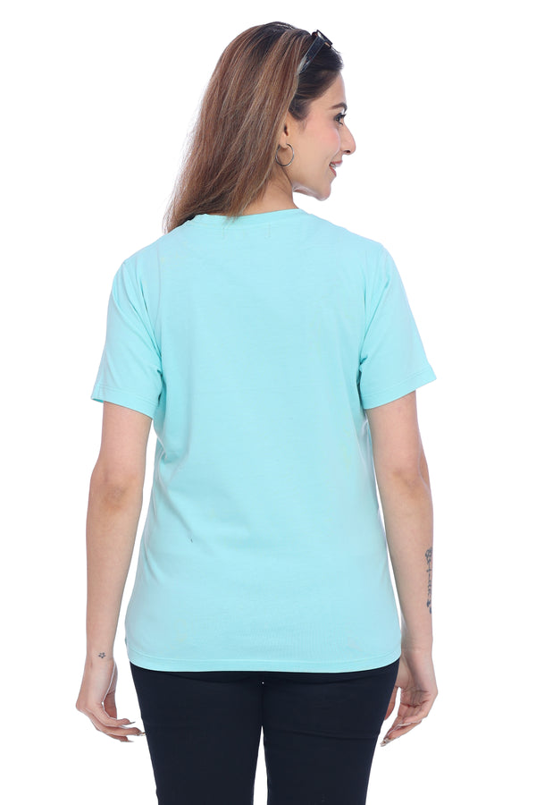 Women's Mint Green Graphic Print Cotton T-Shirt
