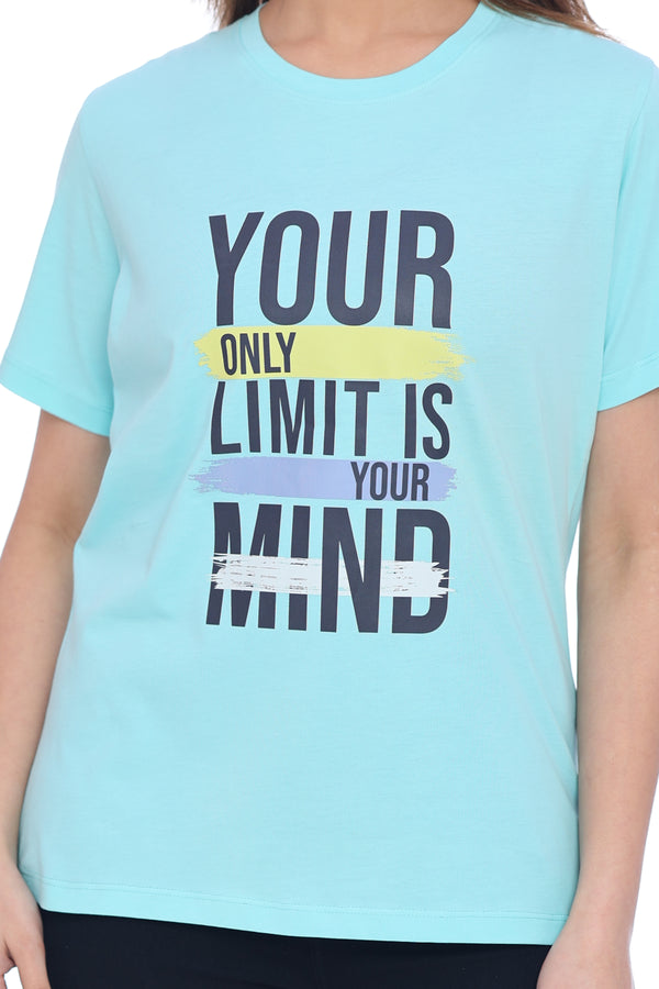 Women's Mint Green Graphic Print Cotton T-Shirt