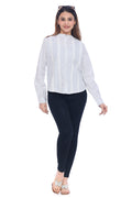 Women's White Printed Cotton Shirt