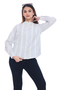 Women's White Printed Cotton Shirt