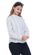 Women's White Printed Cotton Shirt