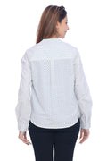 Women's White Printed Cotton Shirt