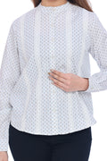 Women's White Printed Cotton Shirt