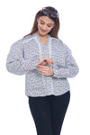 Women's Light Blue Floral Printed Lace Detail Top