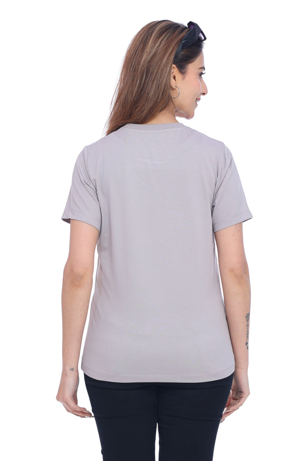 Women's Grey Graphic Printed T-Shirt